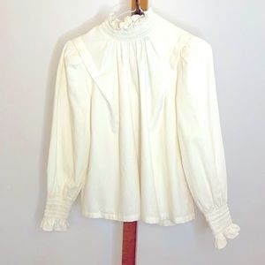 Ann Taylor petite blouse. Smocking detail. Cream colored. Size XSP NWT.